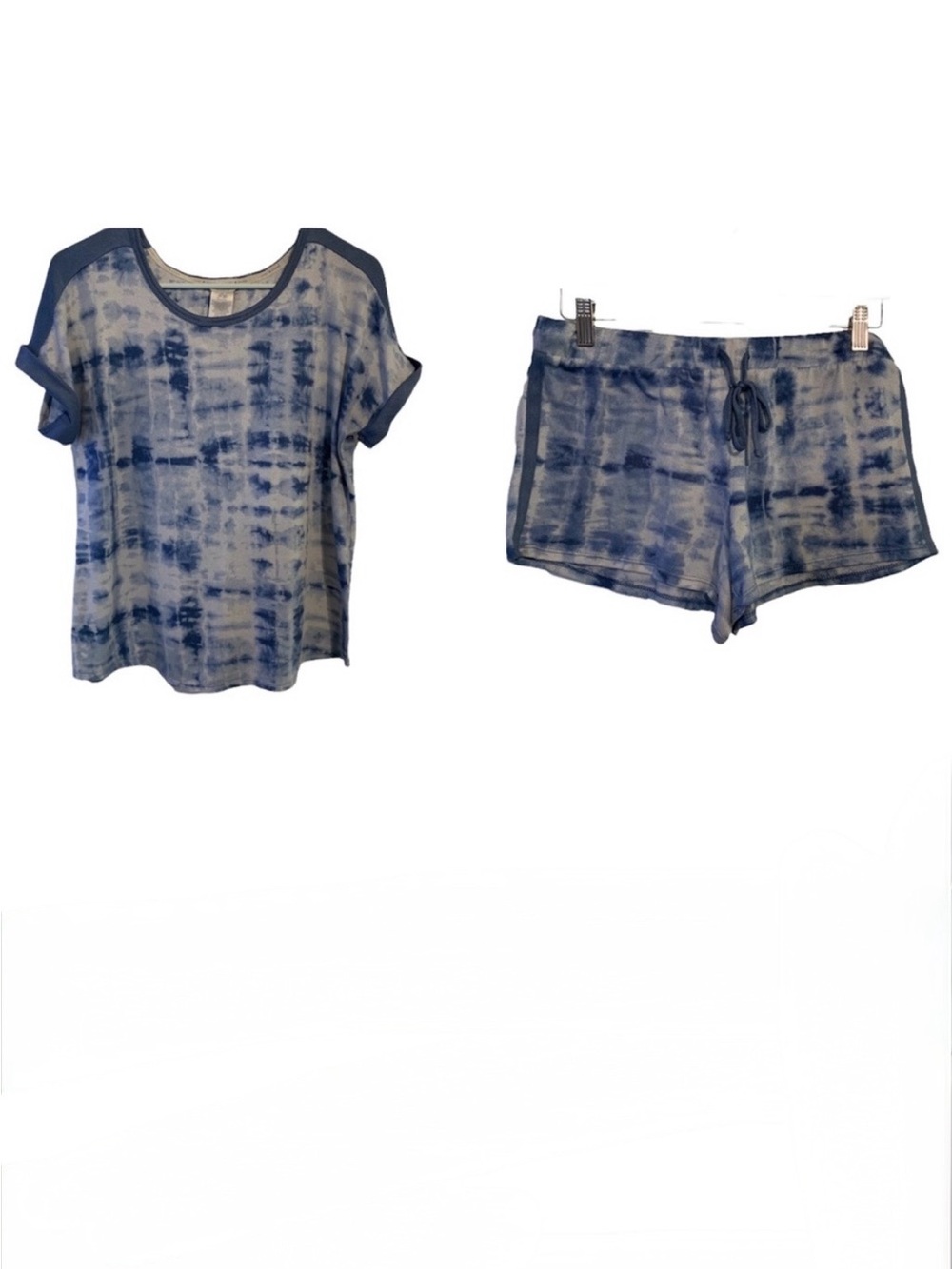 Lucky Brand two piece S knit short sleeve shirt shorts tie dye lounge sleep